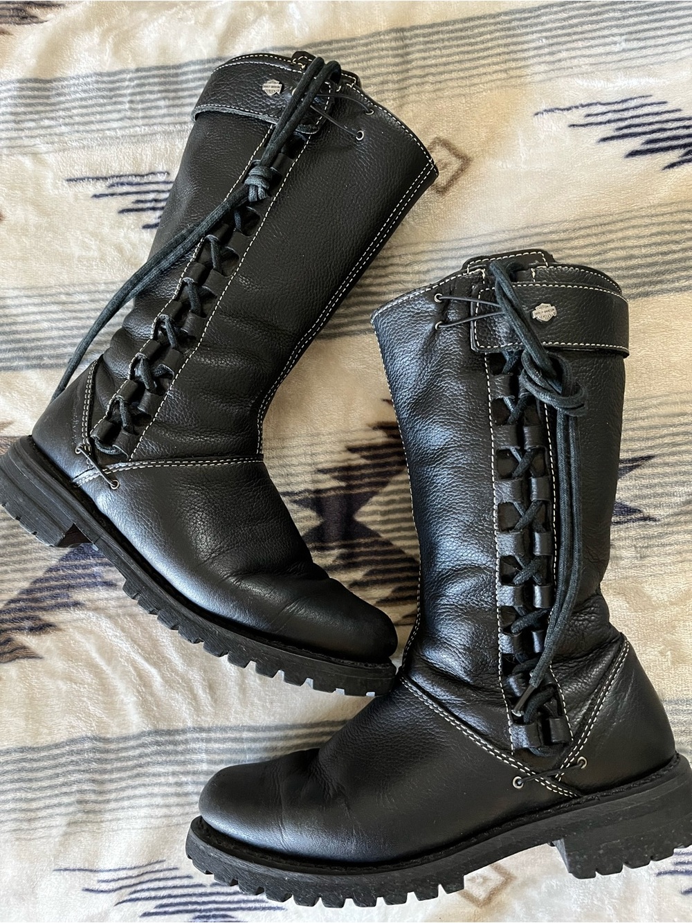 Harley-Davidson Black Leather Lace-Up Women's Melia Motorcycle Boots